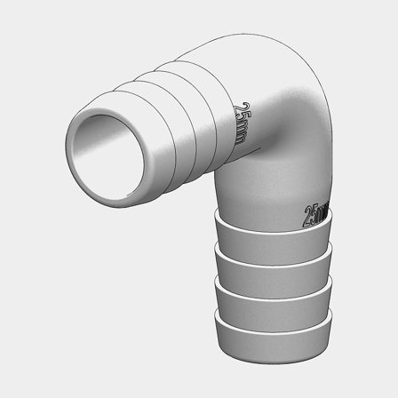 Coude TruDesign Tail to Tail Connector, composite, 90°, 19 mm (3/4") tuyau, blanc