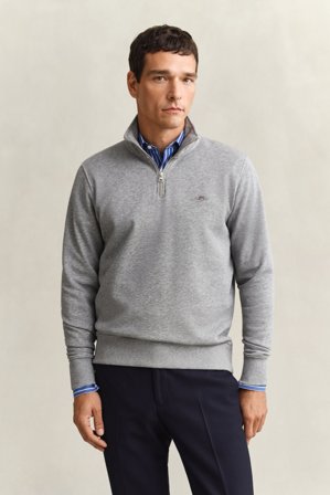 GANT Herren Sweatshirt mit halblangem Reißverschluss (XXL) Grau