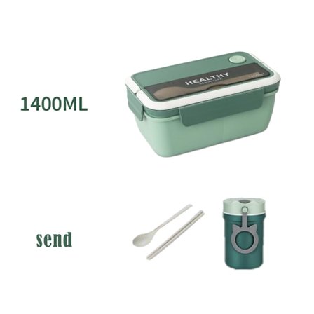 Uppvärmd lunchlåda med gratis bestick och koppar