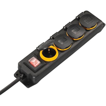 Grenuttag för utomhusbruk 4-vägs (IP44) 2 meter kabel CE