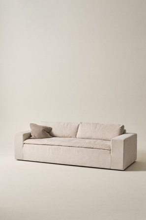 Jotex - Sofa 3-seter Eliseouter: champagne color leather /inside: offwhite color velvet - SARBONNE - Kjøp 3-seters sofaer hos Jotex