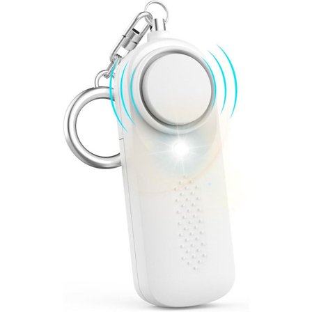 ING Personlig Alarm, 130dB, Sikkerhedssirene, Selvforsvarssirene, med LED-lygte Nøglering, til Børn, Kvinder, Studerende og Ældre (Hvid)