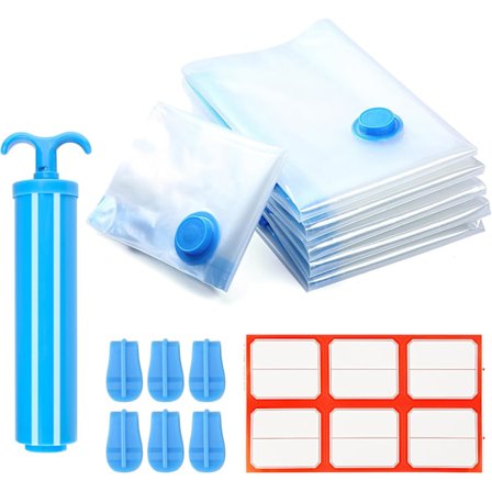 QU*6 stk. vakuumposer til tøj, vakuumposer tøj, genanvendelig kompressionspose rejse til tøj rejsebagage, 60 x 40 cm