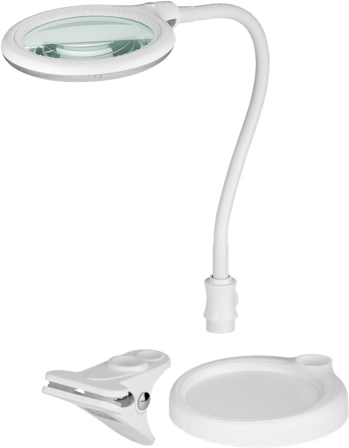 Goobay LED Magnifying Lamp with Base and Clamp, 6 W, white 480 lm, 100 mm glass lens, 1.75x magnific...