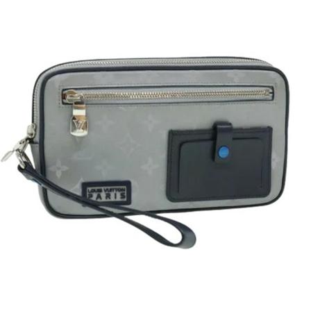 Louis Vuitton Vintage, Pre-owned Canvas clutches Grijs, Dames, Maat:ONE Size,leather