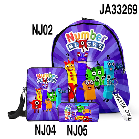 3D Spelnummerblock Skolväska Ryggsäck Numberblocks Grundskolan Mellanskolan Elever Pojkar Flickor Oxford Vattentät Skolväska 10