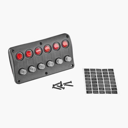 Biltema - Bryterpanel 6 brytere 12/24 V