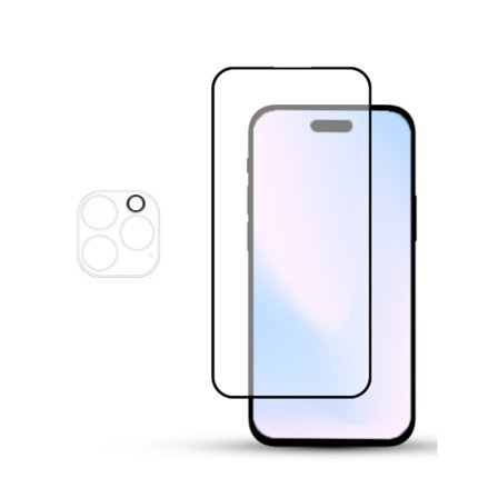 1-Pack IPHONE 15 PRO MAX SCREEN & 1 LENS Skärmskydd - Härdat Glas 9H - Super kvalitet 3D