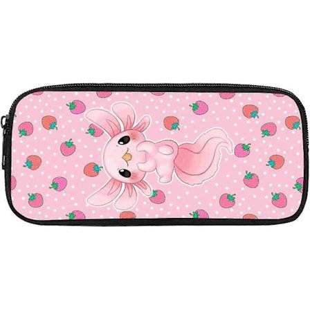 Jordbær Axolotl Penalhus Sød Penalhus Teenagepiger Med Lynlås Penholder Til Skoleelev Lærer Papirvarer Pink