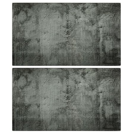 vidaXL Skärbräda 2 st med betongmönster härdat glas