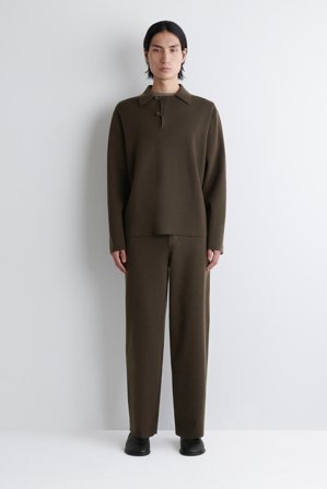 COS Men's Maglione Stile Polo In Lana in Marrone