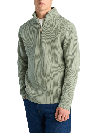 Lindbergh Half Zip Rib Knit Tröjor Herr Grön XL
