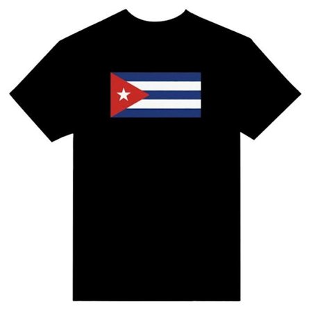 T-paita - PIXELFORMA - Kuuban lippu - Musta - 100% puuvilla - Lyhyet hihat - Klassinen malli