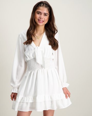 RYVLS Blair Bow L/S Dress Vit Klänningar Tjej - Kids Brand Store