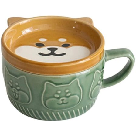 Japansk Sød Keramik Shiba Inu Panda Kaffe Kop Med Låg Hjem Par Mælk Morgenmad Kop Vand