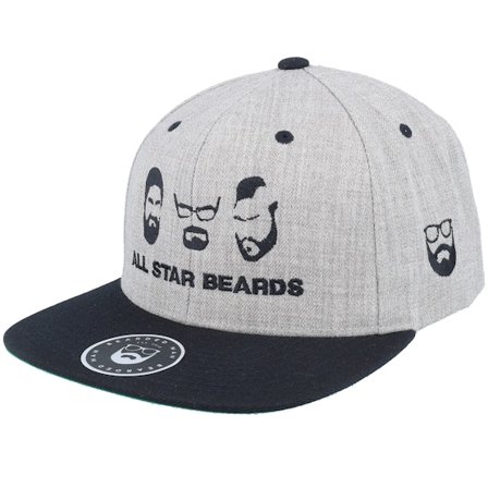 Bearded Man - Grey snapback Czapka Z Daszkiem - All Star Beards Grey/Black Snapback @ Hatstore