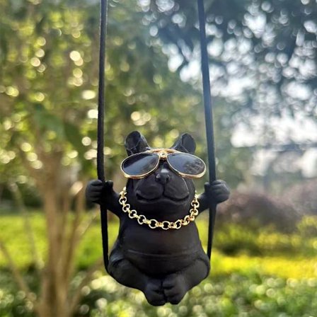 Nya Söta Anime Resin Hund Bil Tillbehör Gungande Bulldog Hänge Bil Ornament Backspegel Födelsedagspresent Par Tillbehör~03427