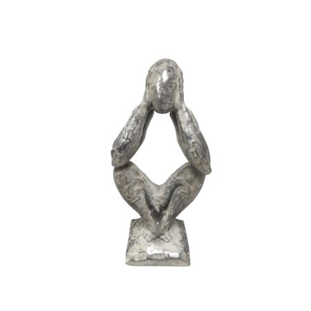 Abstrakti hopeinen polyresiinihahmo, 9x7x21cm