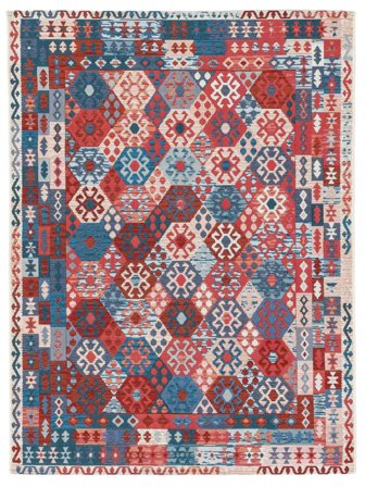 Ruva Kilim Innen-/Outdoor-Teppich Waschbar 200X300 Blau/Rot