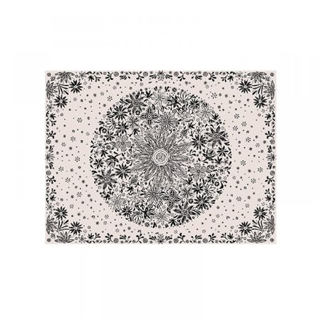 Bohemsk veggteppe, beige hvitt blomsterteppe, hjemmedekor