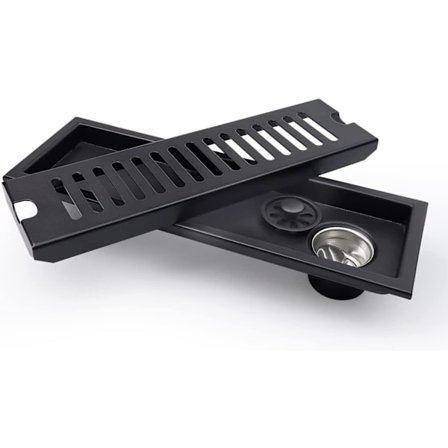 Musta - suorakaiteen muotoinen lattiakaivo, suihkulattiakaivo 30 x 10 cm,