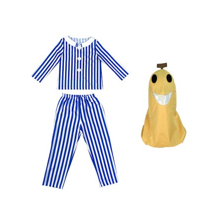 Voksen Bananer i pyjamas kostume blå hvide stribede sweater bukser med bananhoved mænd kvinder maskerade kostume Halloween bedste valg