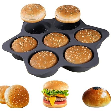 7 stk 4" runde silikon hamburgerformer brødkake kjøkken bak"