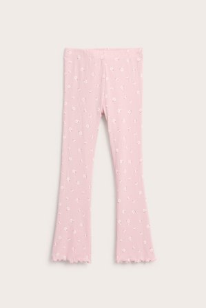 Kappahl | Rozszerzane prążkowane legginsy Jasnoróżowy 128 | Jasnoróżowy