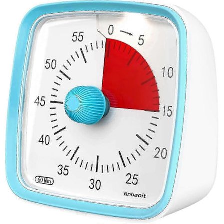 Visuell timer med nattlampa, 60-minuters nedräkningstimer för barn och vuxna, tyst klassrumstimer, tidshanteringsverktyg för hem, skola eller arbete
