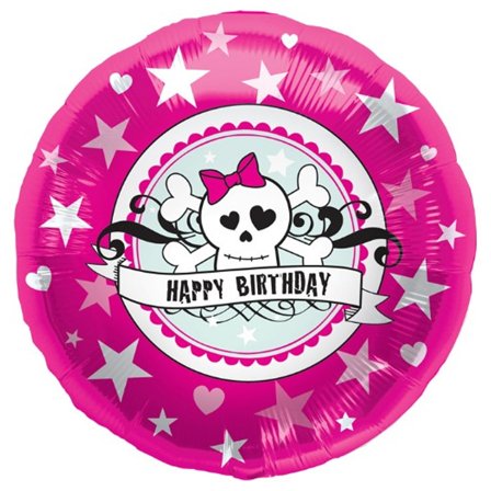 Heliumballon Pink Pirat Happy Birthday Stjerner