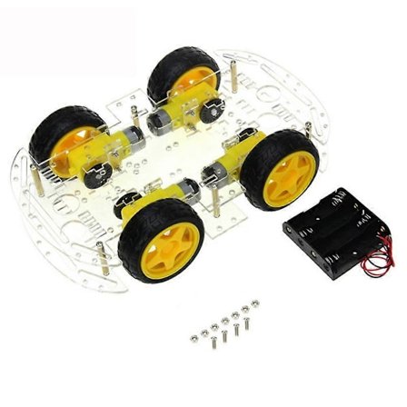 DIY Robot Smart Bil Chassis Kit for Drive Controller Board Steppermotor Hastighetskoder, 4 Hjul og Batteriboks