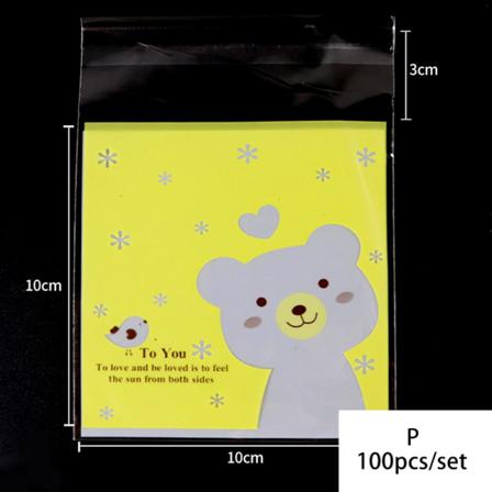 100st/pack Cartoon E Cookie Candy Självhäftande Påsar Bakning Ba