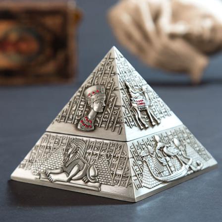 Askebeger (sølv) retro metallpyramide med vindtett lås, for innendørs bruk