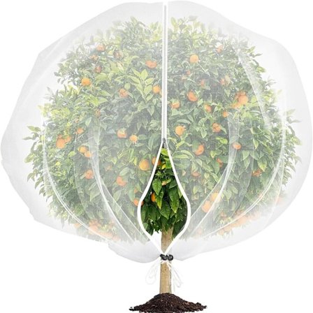 Frukttrenett 240x240 cm med glidelås og snøring som hagebeskyttelse mot fugler og insekter for grønnsaker, frukt og tomater, slitesterkt og