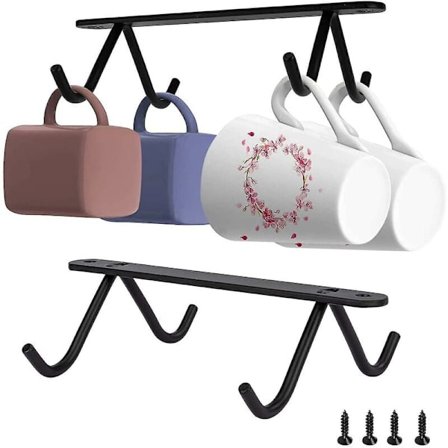 Sort metal kopholder drikkevareholder skab under hylde vinglas opbevaring 8 kop hængende