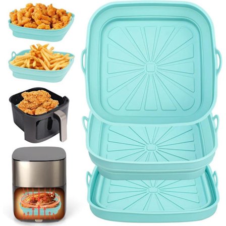 1/2/3-pakning sammenleggbar airfryer-form i silikon, gjenbrukbar bakeform for ovn og mikrobølgeovn_TF_TF