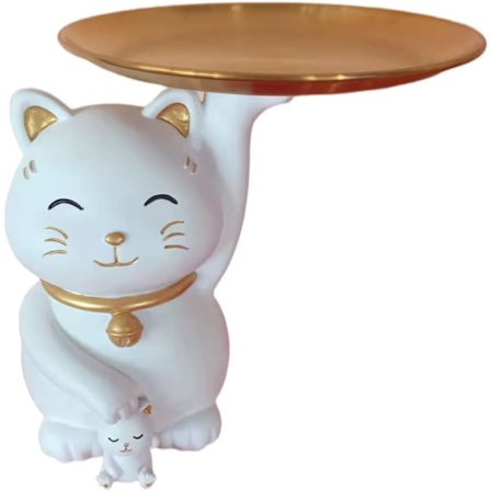 Guld smykkeskål metal smykkeskål kagefad: kat figur smykkeskål snacks skåle heldskat frugtskål kosmetisk arrangør