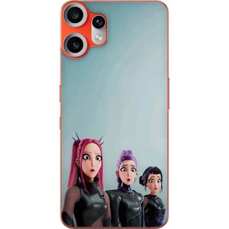 Kompatibelt Mobilskal till Nothing Nothing CMF Phone 2 Pro Tre animerade kvinnor med färgstarkt hår i futuristisk stil och överraskade uttryck