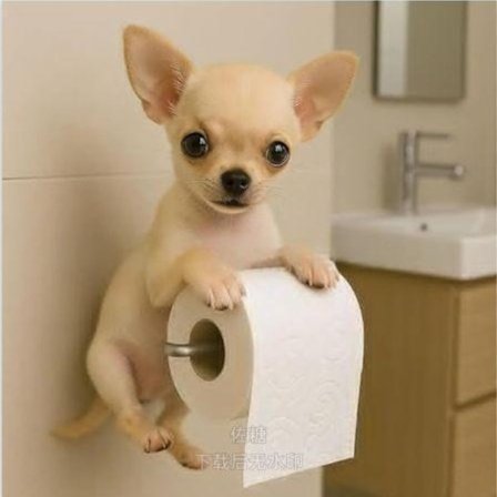 Toalettpapirholder med hundetema, søtt dekorativt design, hjemmeinnredning.