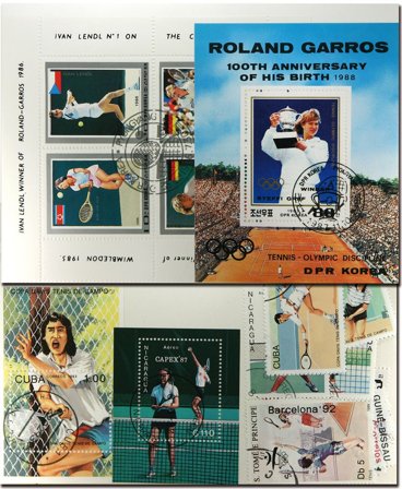 Tennis 4 miniark og 17 frimærker
