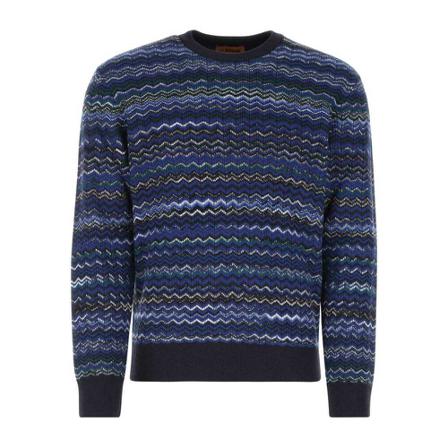 Missoni, Round-neck Knitwear Blauw, Heren, Maat:L