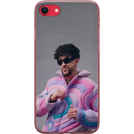 Kompatibel Mobilcover til Apple iPhone SE (2020) Farverig illustration af et trist hjerte på stranden med palmer, delfiner og solnedgang i retrosk ku