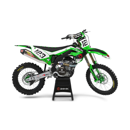Kompletny Zestaw Naklejek ENJOY 24MX z Okleiną na Tablicę pod Numer - Kawasaki KDX 200 1983-2006