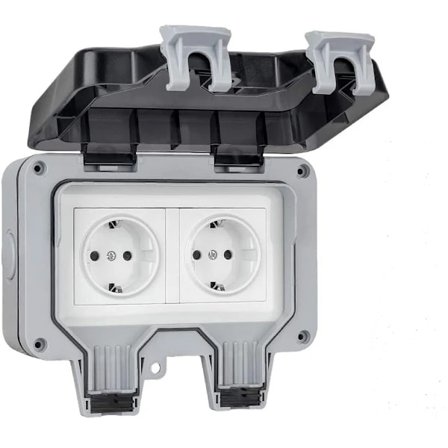 Utenpåliggende utendørs stikkontakt, utendørs veggkontakt, værbestandig, støvtett stikkontakt, sammenleggbart lokk for utendørs bruk -FA6-