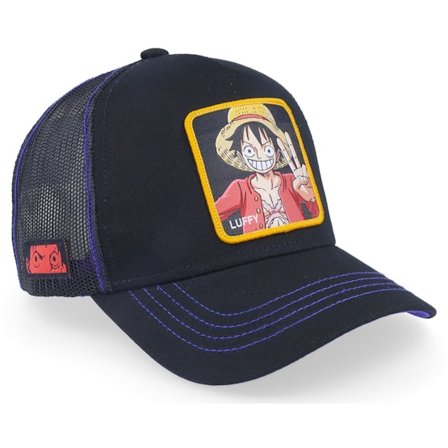 Capslab - Noir trucker Casquette - One Piece Luffy Black/Blue Trucker @ Hatstore