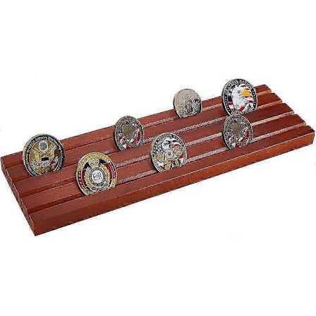 Challenge Coin Display Case 4 Rækker Militær Møntholder Stativ til Skrivebord Træ Hær Samlerobjekt Møntholder Case Militær Challenge Coin Display 