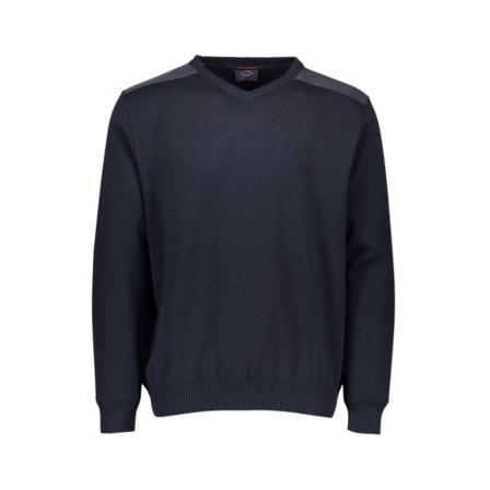 Paul & Shark, Wool V-neck Sweater With Iconic Badge Blauw, Heren, Maat:M,wol