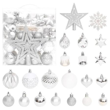 Vidaxl Julgranskulor 70 St Silver Och Vit Vit