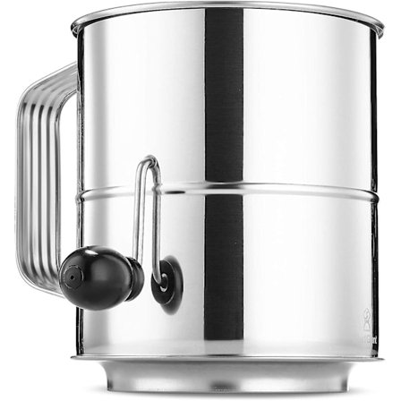 Melsifter i rustfrit stål med 8 kopper, roterende håndsving, bagesukkersifter med 16 fintmaskede sigter, korrosionsbestandig $rustfrit stål melsifter