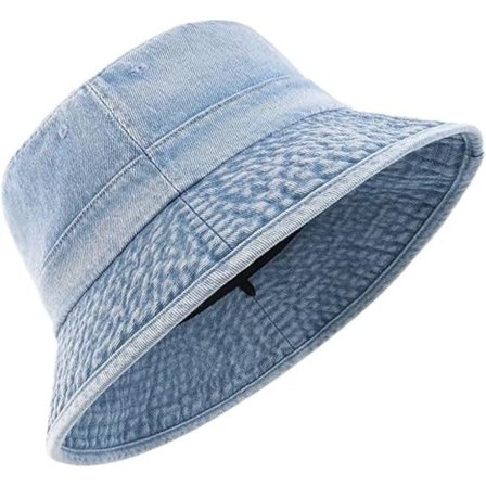 Denim bøttehatt for store hoder, Vintage UV-solhatter med bred brem, Stor størrelse, Sommerhagehatt Resha